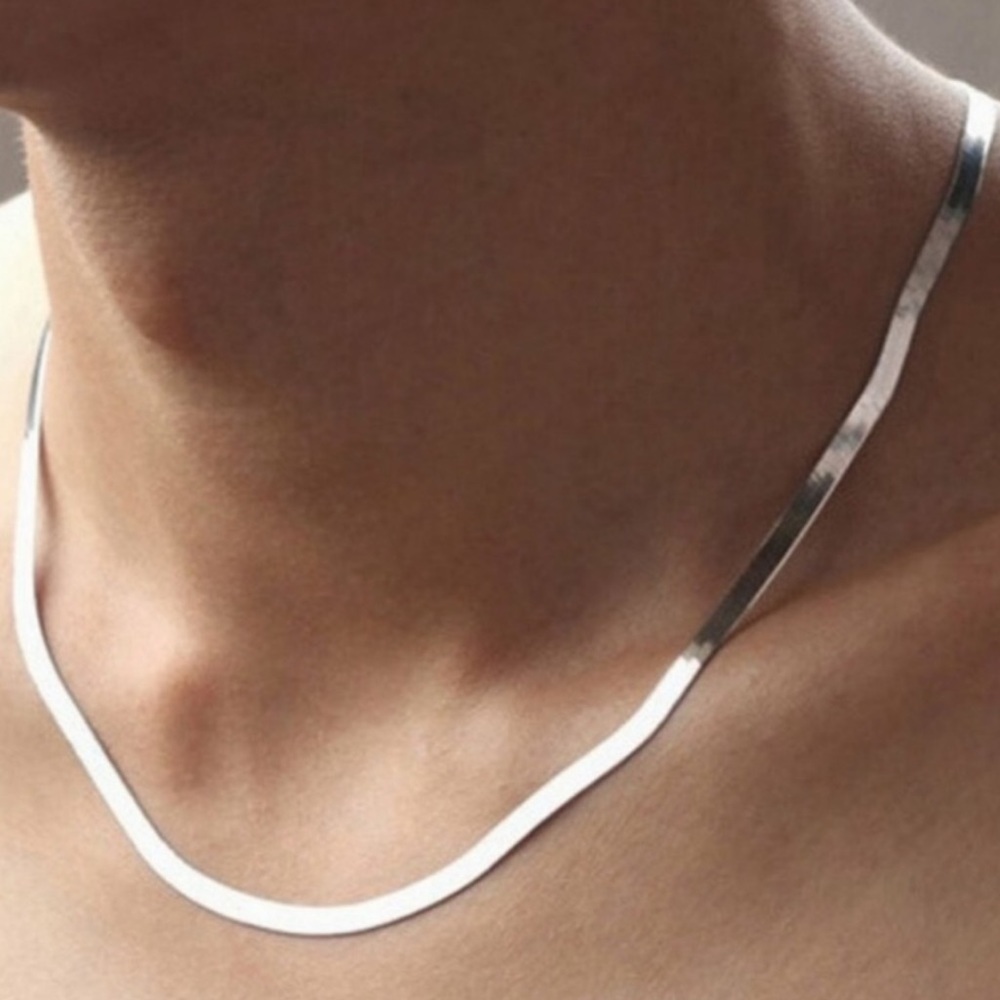 NEW 925 STERLING SILVER HERRINGBONE NECKLACE